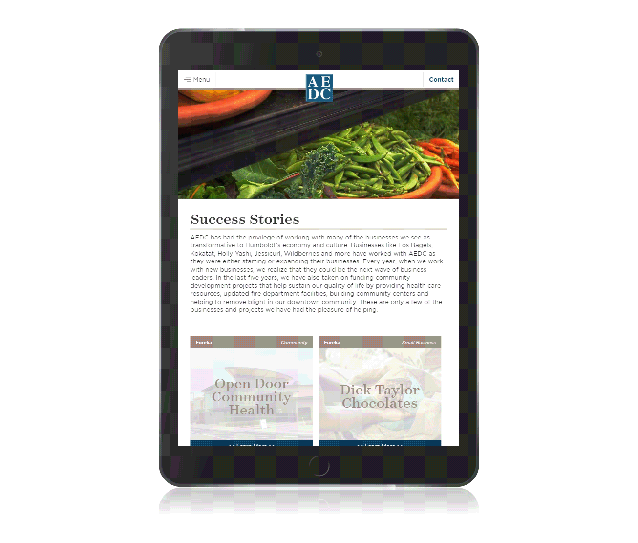 Screenshot of the Success Stories Pathway page on AEDC's new website Screenshot of AEDC's Success Stories Pathway page
