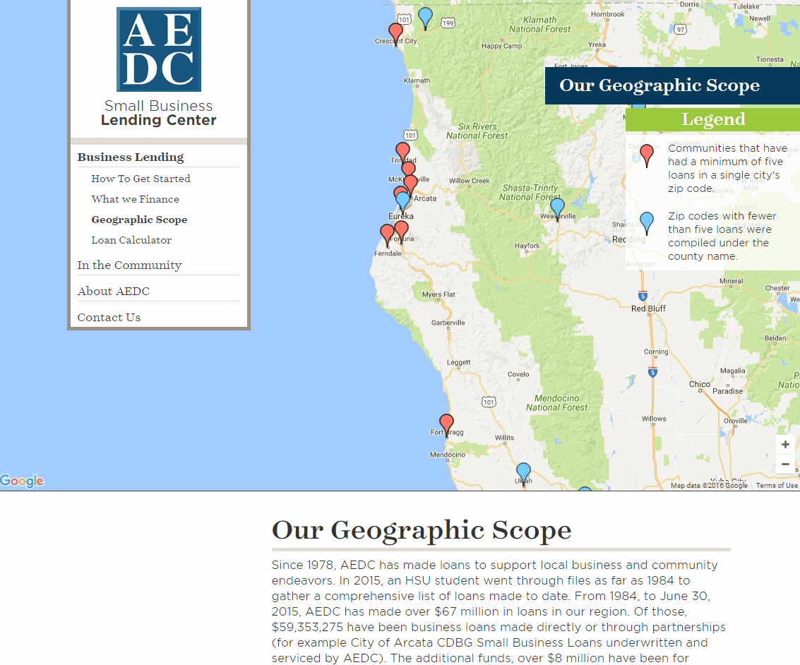 GIF of AEDC's Interactive Map GIF demonstrating how the interative map work showing AEDC community and regional involvement over the years