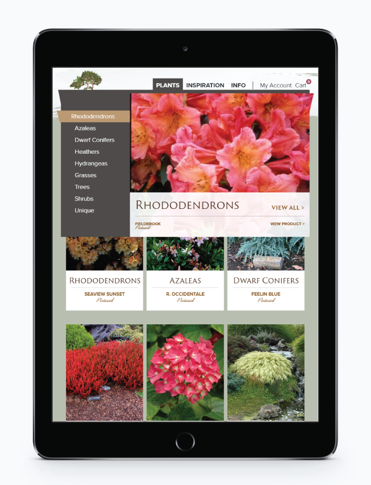 Image Displaying Screening Tree Garden's rich menu on an ipad