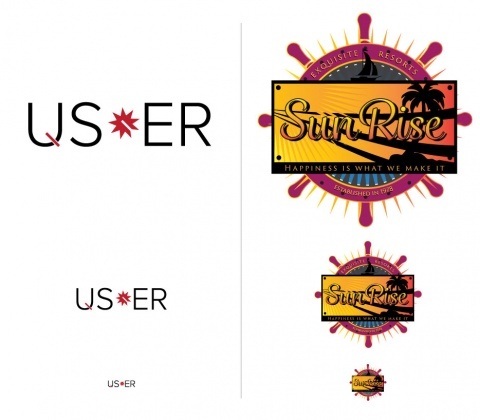 Example of two different types of logo's and their various sizes